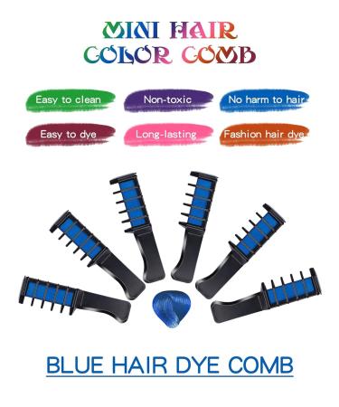 10 Pieces Hair Chalk Comb Set - Non-Toxic Temporary Hair Color for Kids | Washable Mini Hair Chalk for Cosplay Halloween Christmas DIY - Blue - Buy Online on GoSupps.com