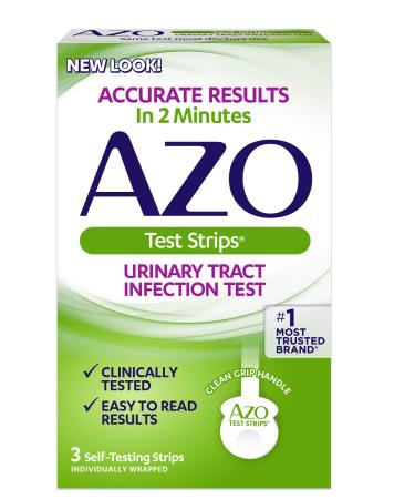 AZO Urinary Tract Infection Test Strips, 3-Count Boxes (Pack of 2)(Packaging may vary)