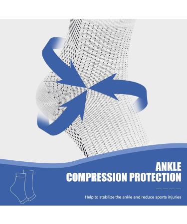 Plantar Fasciitis Support Socks | Compression Foot Sleeve 4 Pairs White S/M for Pain Relief and Recovery - Men Women - Buy Online on GoSupps.com