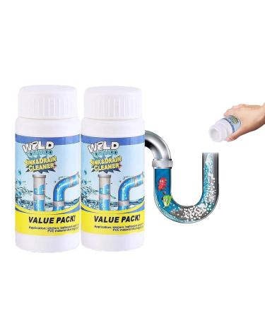 Wild Tornado Pipe Dredge Deodorant Powerful Sink and Drain Cleaner Foaming Pipe Clog Remover Chemical Powder Agent for Kitchen Toilet Pipe Dredging (2pcs)