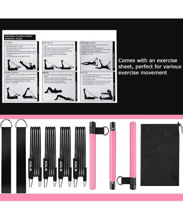 Pilates Bar Kit with Resistance Bands - 3-Section Bar, 4x Resistance Bands - Pink (30lbs, 4lbs) - Full Body Workout Equipment - Buy Online on GoSupps.com