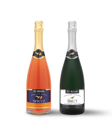 St. Regis Spritz & Brut 2 Pack 750 mL (2 x 750 mL Per Bottle) - Twice The Deal - Non Alcoholic Sparkling Wine - Low Carb and Low Sugar - Ideal Wedding Gifts - Enjoy Life and Flavorful Wine