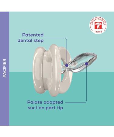 DentiStar Day & Night Silicone Pacifier Set - Dental Friendly Size 1 (0-6 Months) - Light Up Night Pacifier in Beige & Rosa with Heart Motif - Made in Germany - Buy Online on GoSupps.com