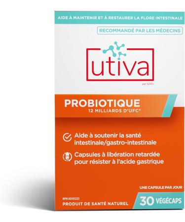 Utiva Probiotic Urinary Tract and Gut Health Supplement 12 Billion CFU Lactobacillus & Bifidobacterium Probiotic for Men and Women 30 Delayed Release Vegi Capsules - Buy Online on GoSupps.com