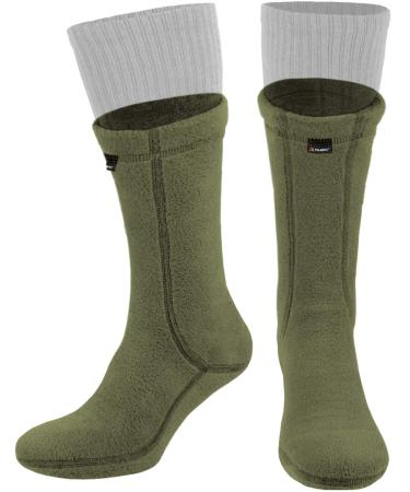 281Z Military Warm 8 inch Boot Liner Socks - Outdoor Tactical Hiking Sport - Polartec Fleece Winter Socks (Olive Green) X-Large Green Khaki