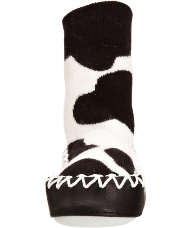 Mocc Ons Washable Leather Sole Slipper Socks - Cow Print (6-12 Months) - Buy Online on GoSupps.com