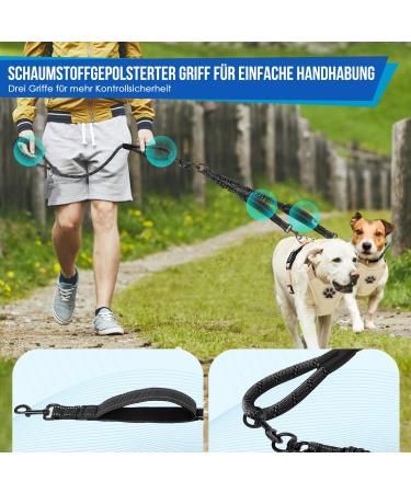 Buy Eyin Double Linen Dog Leash for Small & Medium Dogs - Flexible Reflective Tangle-Free with 3 Padded Handles - Ideal for 3 to 16 kg Dogs - International Shipping Available - Buy Online on GoSupps.com