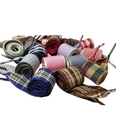 2.5cm Wide Fantastic Flat Shoelaces Fabric Ribbon Plaid Shoe Laces for Sneaker Sport Shoes No.8 - Buy Online on GoSupps.com