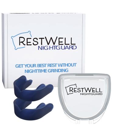 Restwell Kids Dental Nightguard for Teeth Grinding & Clenching Relief Night Guard Anti Grinding Teeth Protector (Navy 2 Pack)