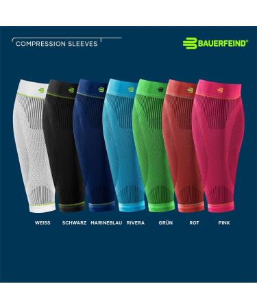 BAUERFEIND Compression Sleeves for Lower Leg - Unisex Black Extra Long 1 Pair | Shop Internationally - Buy Online on GoSupps.com