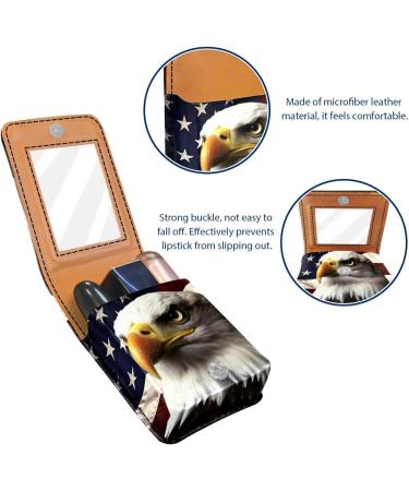 Travel Lipstick Organizer Case with Mirror - Portable Makeup Bag | American Eagle USA Flag Design - Buy Online on GoSupps.com