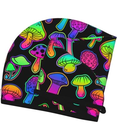 Quick-Dry Hair Towel Wrap with Button | Towel Turban for Effortless Drying | Bright Mushrooms Design - Buy Online on GoSupps.com