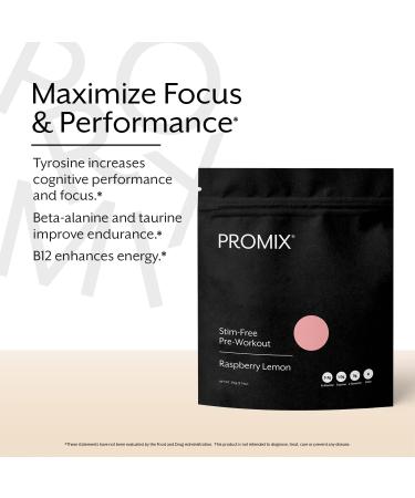 Promix Stim-Free Pre-Workout Powder Raspberry Lemon 30 Servings - Boost Focus & Energy with Vitamin B12, Taurine, Beta-Alanine, and L-Tyrosine - Gluten, Dairy, and Caffeine-Free - Buy Online on GoSupps.com