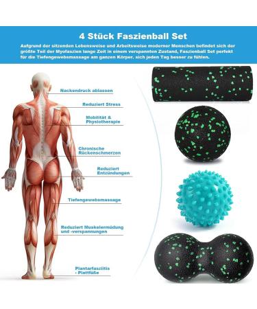XINGFUDM 4-Piece Massage Ball Set for Muscle Relief | Fascia Balls & Rollers with Storage Bag - Buy Online on GoSupps.com