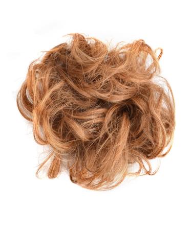 Human Hair Scrunchie Elastic Bun Updo Chignon Curly for Women Light Brown