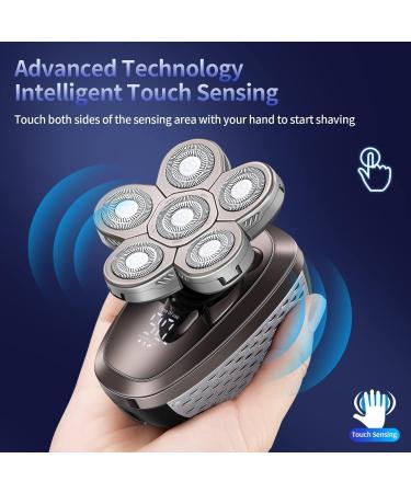 6 in 1 Smart Sensor Electric Shaver for Men - Rechargeable Bald Head Hair Trimmer with LCD Display & Floating Heads - Buy Online on GoSupps.com