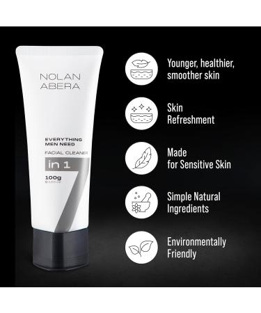 ABERA Nolan Daily Facial Cleanser for Men Niacinamide + Zincsebum + Soy & Rice Bran Extract Oil Control & Pore Purifying Face Wash Refreshing Gentle Cleanser for All Skin Types (3.38 fl oz) A. Abera Nolan - Buy Online on GoSupps.com