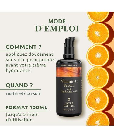 Vitamin C Serum Face Serum 100ml with Hyaluronic Acid Face Serum + Organic Aloe Vera + Vitamin E - Anti-Dark Spot Vitamin C Face Serum for Sensitive Skin - Face Care by Satin Naturel - Buy Online on GoSupps.com