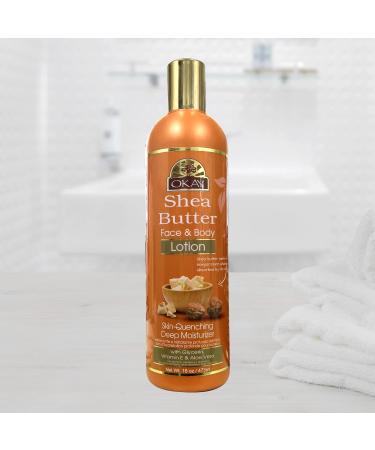 OKAY | Shea Butter Face and Body Lotion | For All Skin Types | Helps Restore Elasticity | With Glycerin Vitamin E & Aloe Vera | Free of Paraben Silicone | 16 oz Shea Butter 16 ounce (Pack of 1) - Buy Online on GoSupps.com