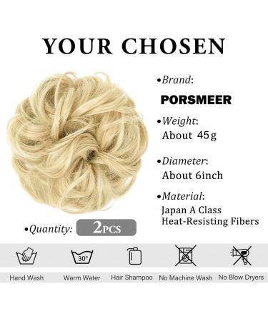 2PCS Beach Blonde Messy Bun Hair Scrunchies Ponytail Extension for Women Girls - Synthetic Wavy Curly Updo Hair Pieces in 613# Color - Buy Online on GoSupps.com