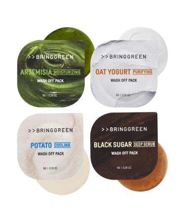 BRING GREEN Fresh Ball Wash Off Pack | Artemisia for Moisturizing Oat Yogurt for Purifying Potato for Cooling Black Sugar for Deep Scrub Wash-off type