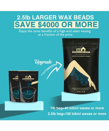 2.5lb Hard Wax Beads Kit - Brazilian Bikini & Body Waxing - 30 Applicators - Lifestance Blue Wax for Men & Women - Buy Online on GoSupps.com
