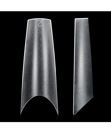 TOMICCA Long Coffin French Edge Nail Tips - 240pcs Half Cover Clear False Nails for Acrylic Extensions - 15 Sizes Half Cover-Long Coffin - Buy Online on GoSupps.com