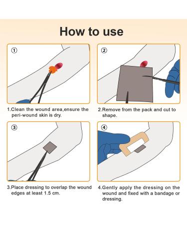 Carbou Silver Calcium Alginate Wound Dressing with Ag - 3x3 Patches | 10 Sterile Highly Absorbent Non-Stick Pads - Ideal for Effective Wound Care - Buy Online on GoSupps.com
