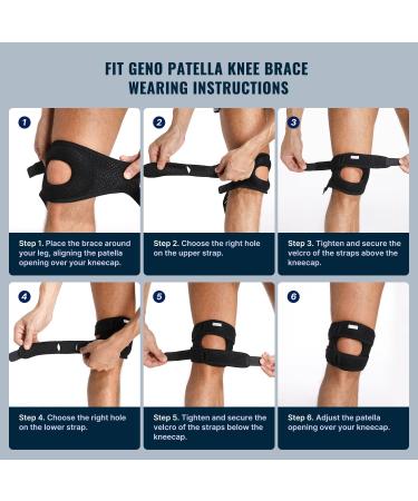 Fit Geno 1-Pack Patella Knee Brace for Knee Pain Knee Compression Sleeve Knee Brace for Arthritis Pain and Support Essential Workout Knee Guard Knee Pads for Women and Men Small (For Upper Knee 12-22 Inch) - Buy Online on GoSupps.com