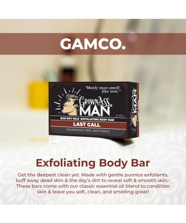 Grown Ass Man Co. Exfoliating Body Bar - Natural & Organic, Gentle Scrub for Men - Plastic-Free & Eco-Friendly - 4oz Bar - Buy Online on GoSupps.com