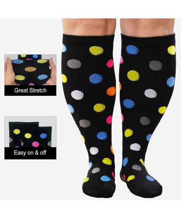 Plus Size Compression Sock For Men and Women: Graduated Compression Stockings for Support Flight Travel Running Pregnancy Sports Edema Nurses Athletic 20-30 mmHg 1Pairs Color Dots 7XL - Buy Online on GoSupps.com