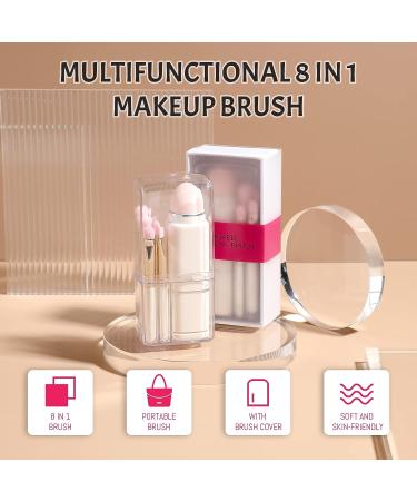 JPNK Portable Makeup Brushes Set - 8 in 1 Travel Loose Powder, Angled, Foundation, Lip Brush - Retractable Makeup Brushes (White) - Buy Online on GoSupps.com