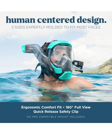 Seaview 180 V3 Full Face Snorkel Mask - Adults & Kids Snorkeling Gear, Seafoam Medium - Buy Online on GoSupps.com
