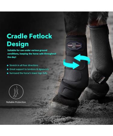 Harrison Howard Horse Sport Medicine Front Shock-Absorbing Boots All-Round Lower Limb Protection & Support Sport Boots Perfect for Endurance Training and Performance Pack of 4 Piano Black L - Buy Online on GoSupps.com