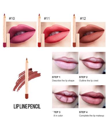 12-Piece Matte Lip Liner Pens Set - Long-Lasting & Creamy | Natural Lip Makeup Pencils - Buy Online on GoSupps.com