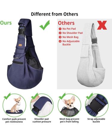 Cuby Adjustable Dog & Cat Sling Pet Carrier - Dark Blue | Travel Pet Bag with Foot Cushion & Adjustable Strap - Buy Online on GoSupps.com