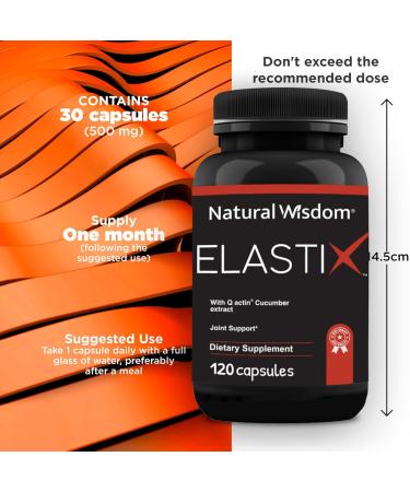 Elastix Joint Health Supplement with Q-actin Cucumber Extract & 95% Curcuminoid - Gluten Free 100% Natural 120 Capsules - International Shipping Available - Buy Online on GoSupps.com