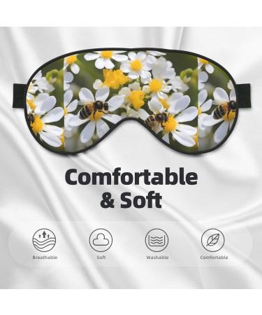 Sunflower & Little Bees Adjustable Sleep Eye Mask - Unisex Blackout Mask for Travel Yoga & Naps - Buy Online on GoSupps.com