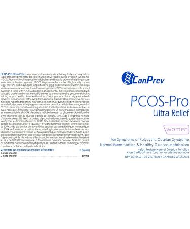CanPrev PCOS-PRO Inositol (D-Chiro-Inositol)- Ultra Relief 30 Capsules - Supports Normal Ovarian Function - PCOS Support - Aids Glucose Metabolism - Inositol Supplement for Women - Insulin Support - Buy Online on GoSupps.com