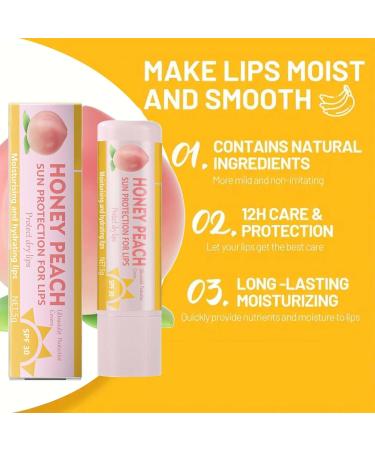 3 Pack Peach Color Changing Lip Balm Long Lasting Lip Gloss Colorful Magic Moisturizing Makeup Peach flavor moisturizing lip balm 5g - Buy Online on GoSupps.com
