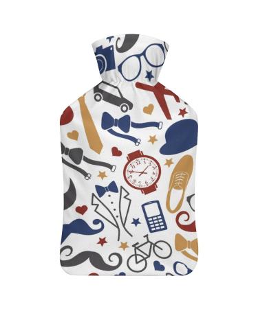 Men's Hot Water Bottle With Cover Plush Bed Bottle Hand Warmer For Adults And Children 26.5X15.3cm