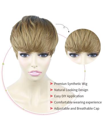 Short Hair Pixie Cut Wig | Natural Black Synthetic Wigs for Women | Cute Short Pixie with Bangs | Straight Slight Layered Wavy | R2/30# Ombre - Buy Online on GoSupps.com