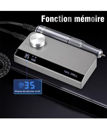 Portable Electric Nail Cutter for Gel Nails - 35000 RPM Rechargeable Pedicure Set with Low Heat Mute Operation and 6 Tips - Bidirectional Rotation - Foot Care in Gray - Buy Online on GoSupps.com