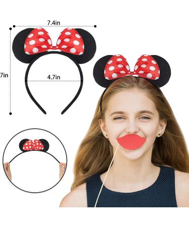 Lucky Will Fashion Mouse Ears Headband Bow Hair Band 20pcs - Solid Black & Red Bow for Adults and Children - Buy Online on GoSupps.com