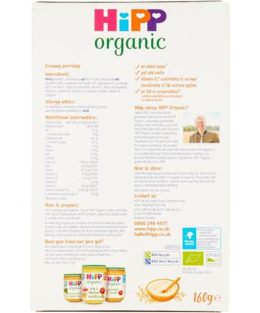 HiPP Organic Stage 1" From 6 Months" Creamy Porridge 160 g (Pack of 4) - Buy Online on GoSupps.com