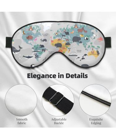 Cartoon Animals World Map Sleep Eye Mask - Soft Blindfold for Travel & Night Sleeping - Buy Online on GoSupps.com