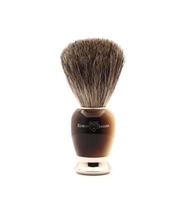 Edwin Jagger 81SB582AMZ Imitation Light Horn & Nickel Classic Pure Badger Shaving Brush for Shaving Cream or Soap for Men (Horn)