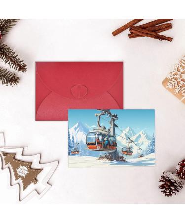 YYHWHJDE Red Winter Old Cable Ski Lif Printing High-Grade Pearl Paper Greeting Card : 4x6 In For Birthday Card Party Invitation Card Red One Size - Buy Online on GoSupps.com