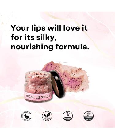 Exfoliating Sugar & Dried Rose Petals Lip Scrub with Vitamin E & Rose Essential Oil - 0.88 Oz/25 gm - International Shipping Available - Buy Online on GoSupps.com