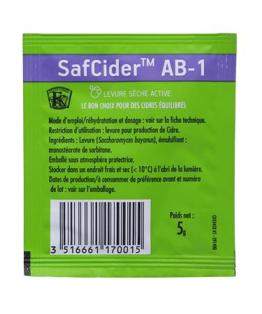Safcider Cider Yeast 5g - Fermentis SafCider AB-1 | High-quality yeast for cider fermentation - Buy Online on GoSupps.com